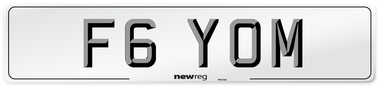 F6 YOM Number Plate from New Reg